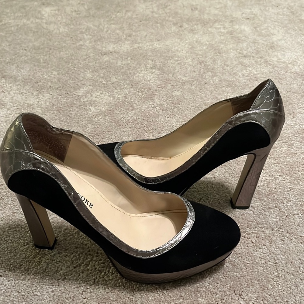 Audrey Brooke Black and Silver Heels